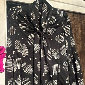 Plastic Island Bow Neck Print Blouse Medium